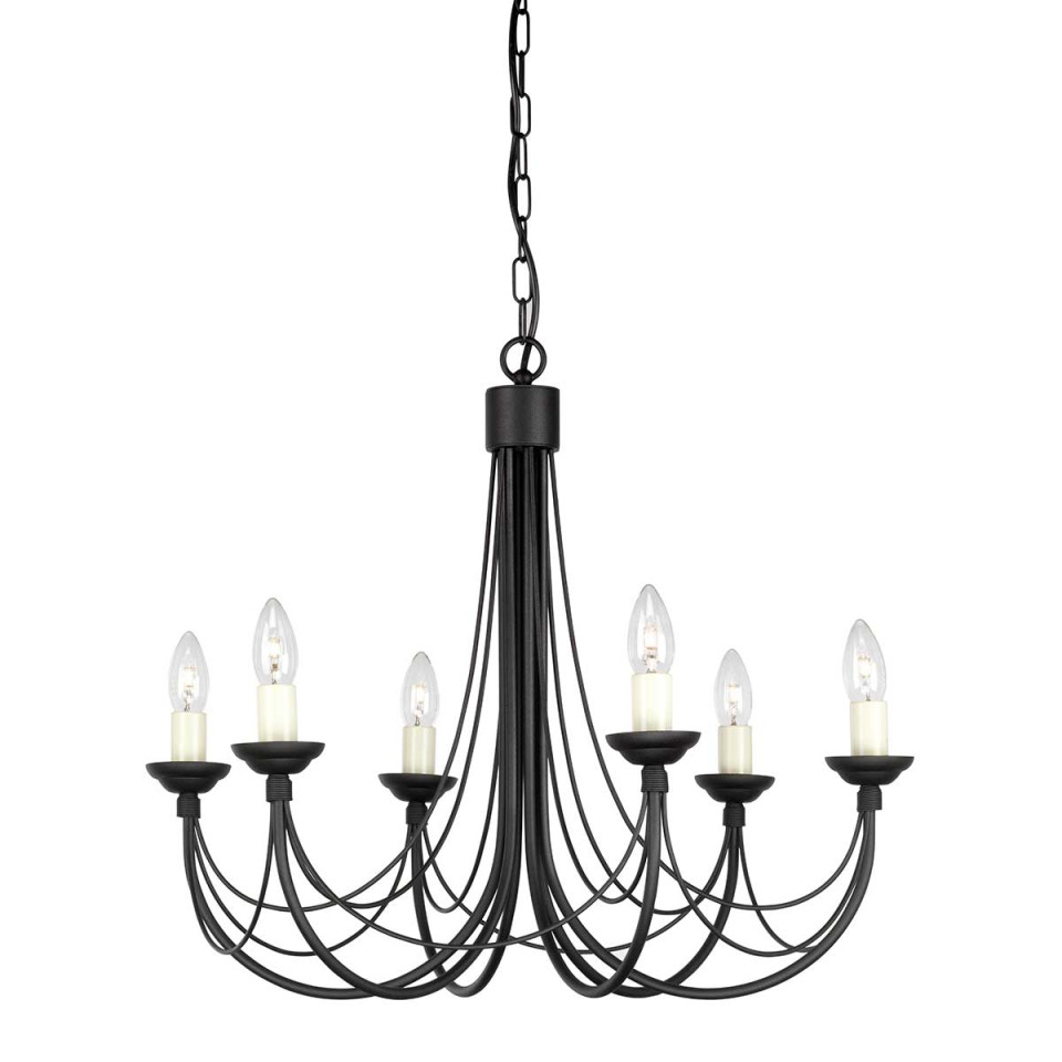 Carisbrooke 6-Lt Chandelier Black 61cm Carisbrooke 6-Lt Chandelier Black 61cm