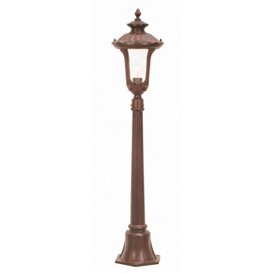 Chicago 1-ljus liten utomhuspelare ljus rostig brons patina/klar 115 cm IP44