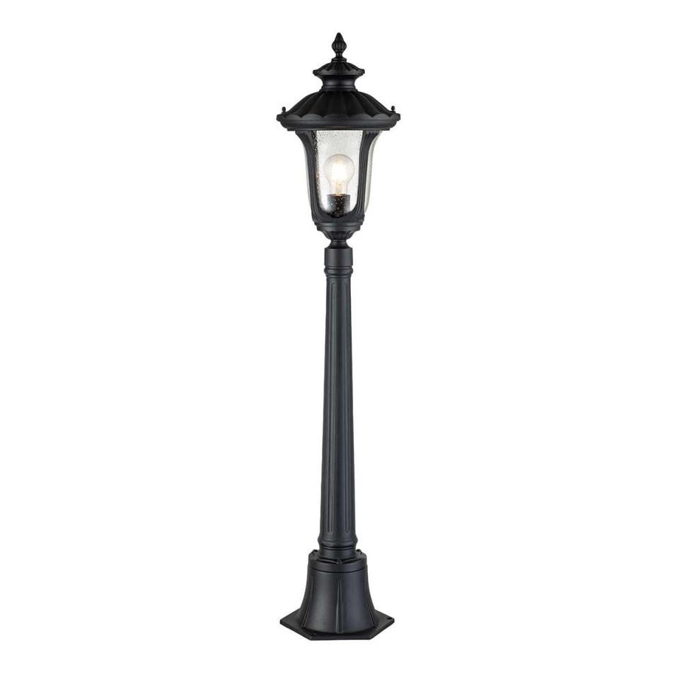 Chicago 1-ljus liten utomhuspelarlampa med struktur svart/klar 115 cm IP44