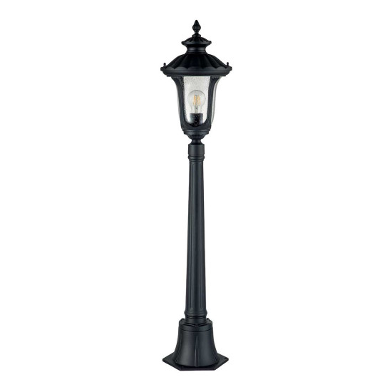 Chicago 1-ljus liten utomhuspelarlampa med struktur svart/klar 115 cm IP44 Chicago 1-ljus liten utomhuspelarlampa med struktur svart/klar 115 cm IP44