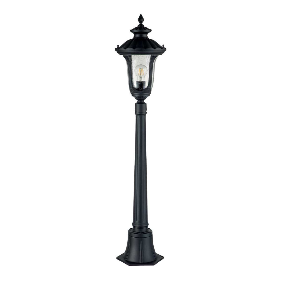 Chicago 1-ljus liten utomhuspelarlampa med struktur svart/klar 115 cm IP44