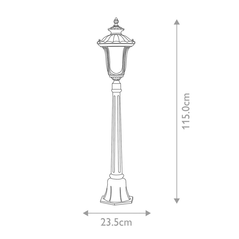 Chicago 1-ljus liten utomhuspelarlampa med struktur svart/klar 115 cm IP44