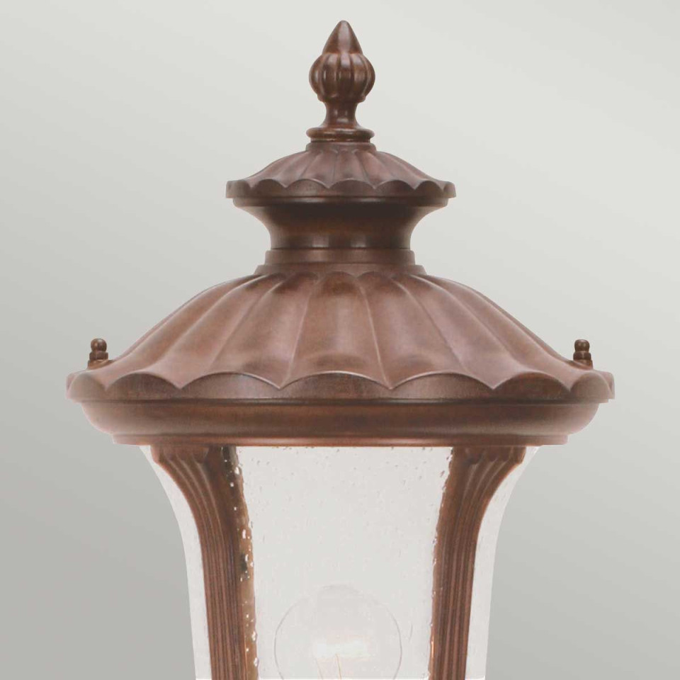Chicago 1-ljus liten utomhuspelare ljus rostig brons patina/klar 115 cm IP44