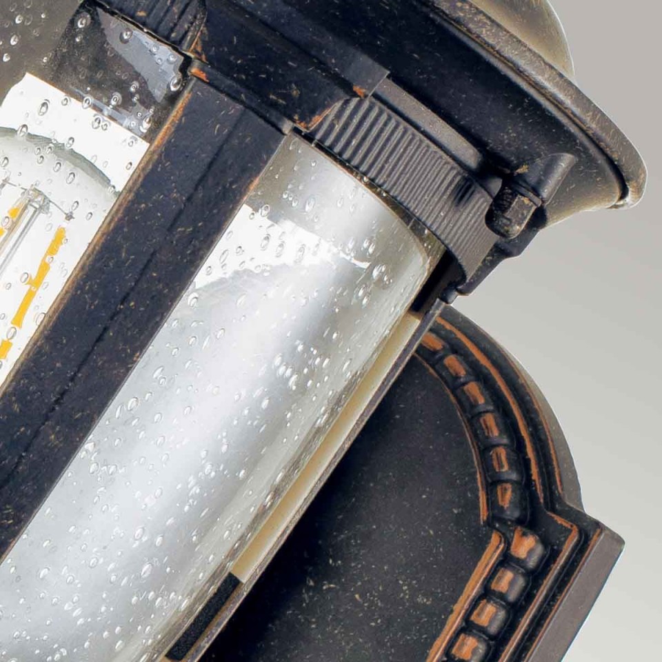 Cleveland 1-Lt Up Small Outdoor Wall Light Weathered Bronze/Clear 41.5cm IP44