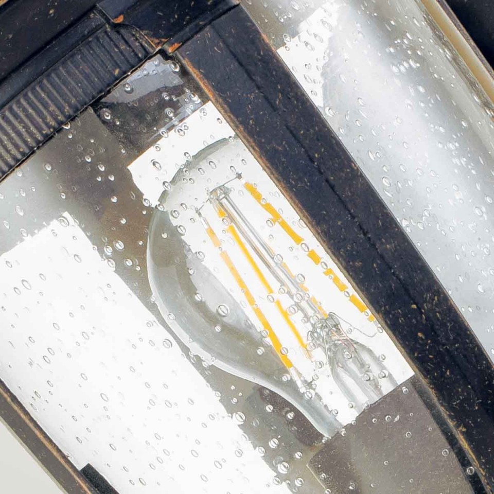 Cleveland 1-Lt Up Small Outdoor Wall Light Weathered Bronze/Clear 41.5cm IP44