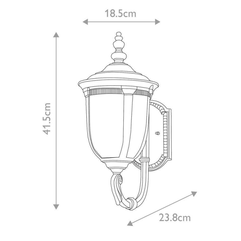 Cleveland 1-Lt Up Small Outdoor Wall Light Weathered Bronze/Clear 41.5cm IP44