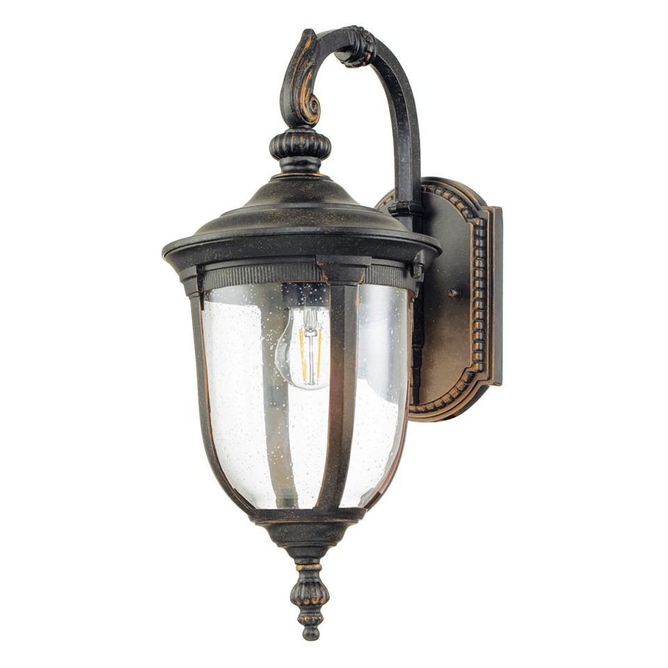 Cleveland 1-Lt Down Medium Outdoor Wall Light Weathered Bronze/Clear 54cm IP44