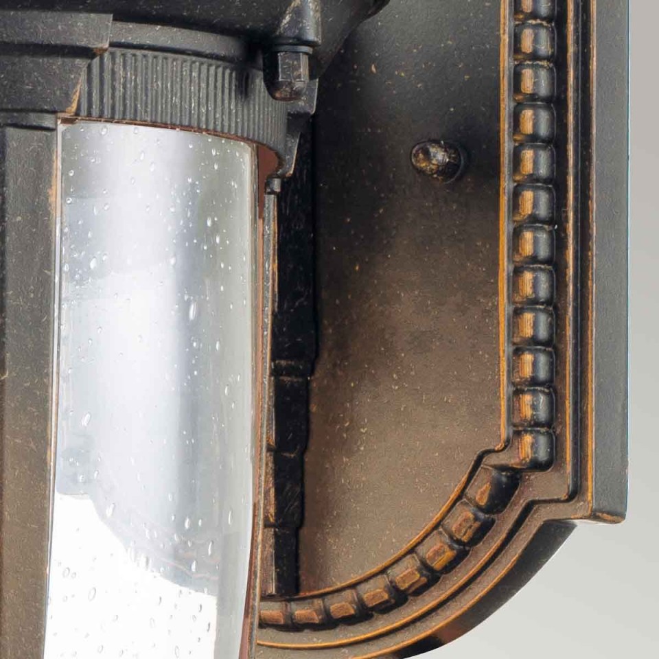 Cleveland 1-Lt Down Medium Outdoor Wall Light Weathered Bronze/Clear 54cm IP44