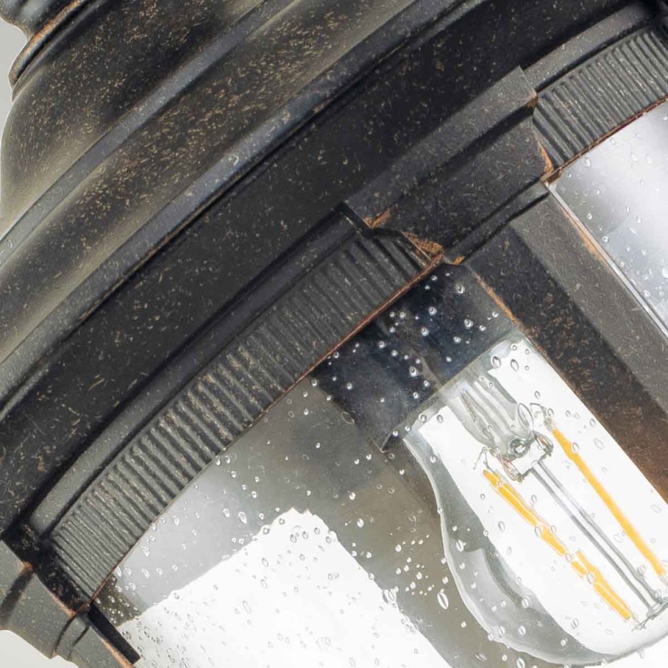 Cleveland 1-Lt Down Medium Outdoor Wall Light Weathered Bronze/Clear 54cm IP44