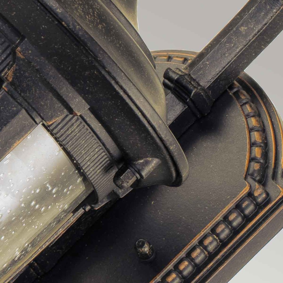 Cleveland 1-Lt Down liten utomhus vägglampa vittrad brons/klart 41.5cm IP44