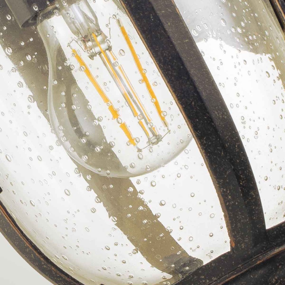 Cleveland 1-Lt Down liten utomhus vägglampa vittrad brons/klart 41.5cm IP44