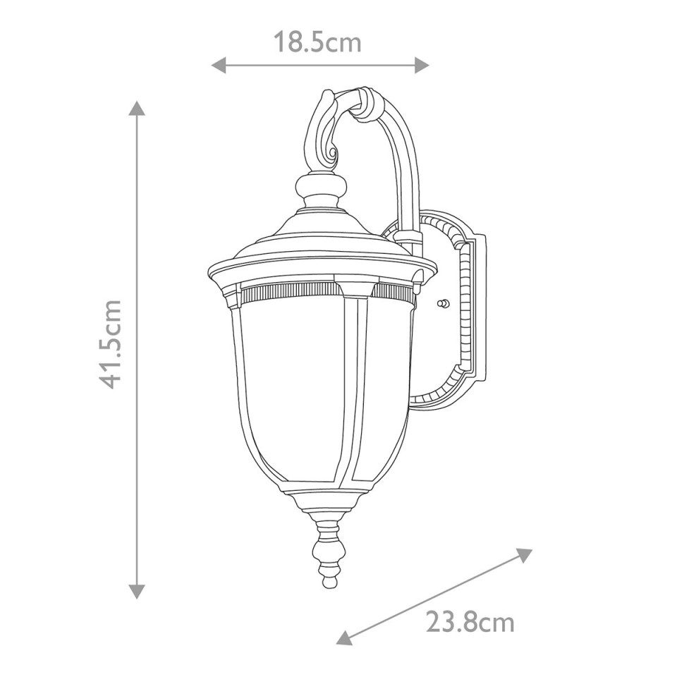Cleveland 1-Lt Down liten utomhus vägglampa vittrad brons/klart 41.5cm IP44
