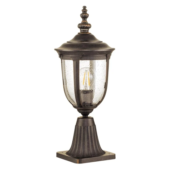 Cleveland 1-Lt Small Outdoor Pedestal Light Weathered Bronze/Clear 46.6cm IP44