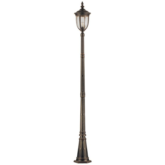Cleveland 1-Lt Outdoor Lamp Post Weathered Bronze/Clear 232.5cm IP44