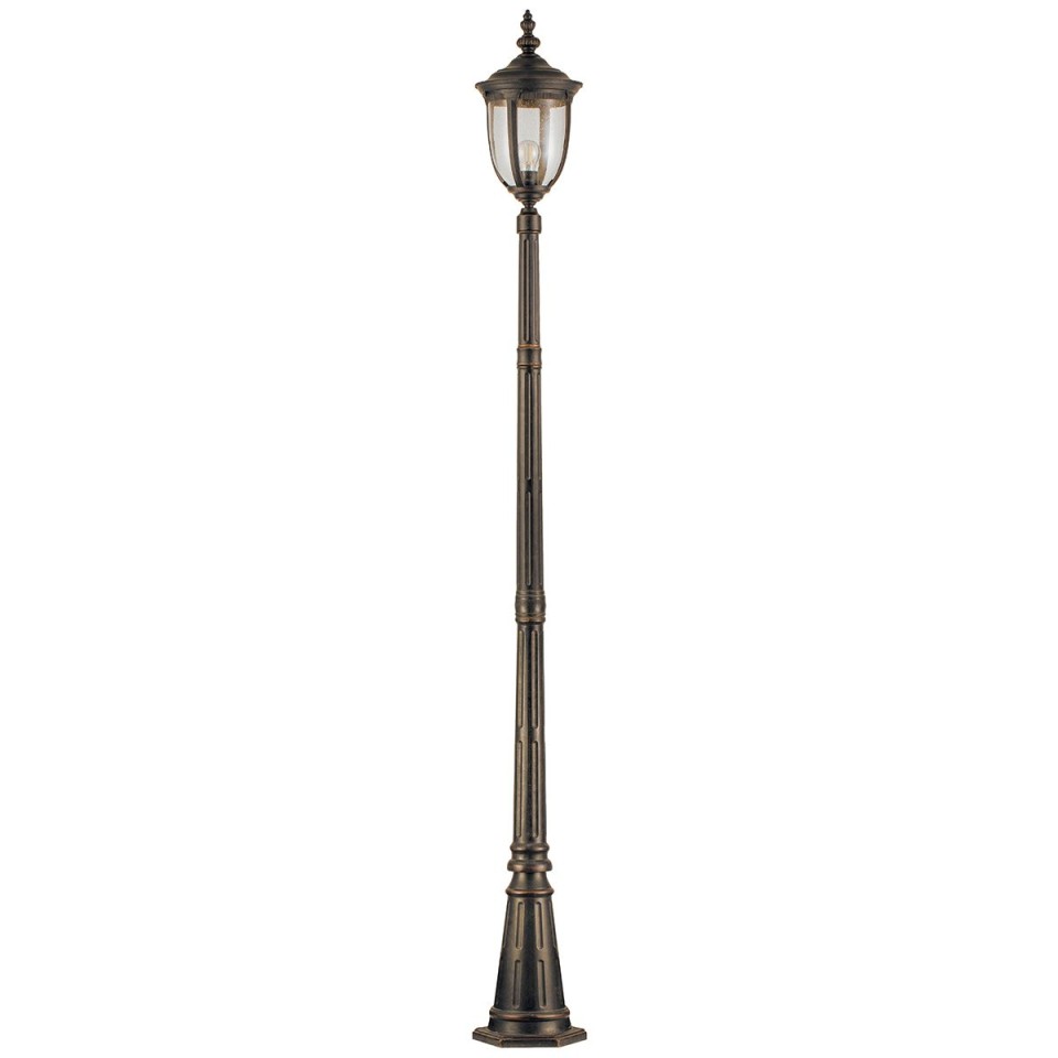Cleveland 1-Lt Outdoor Lamp Post Weathered Bronze/Clear 232.5cm IP44
