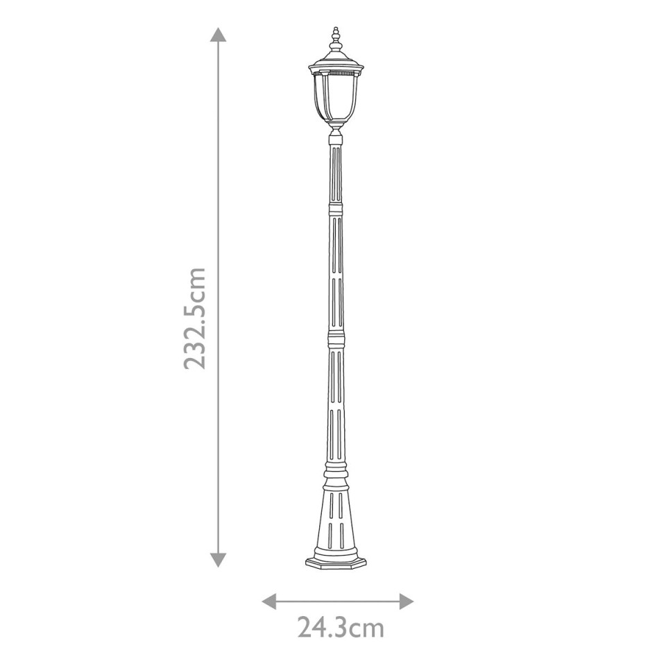 Cleveland 1-Lt Outdoor Lamp Post Weathered Bronze/Clear 232.5cm IP44