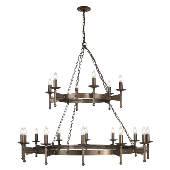 Cromwell 18-ljus ljuskrona, brons 130 cm