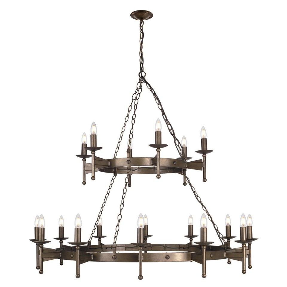 Cromwell 18-lt chandelier old bronze 130 cm