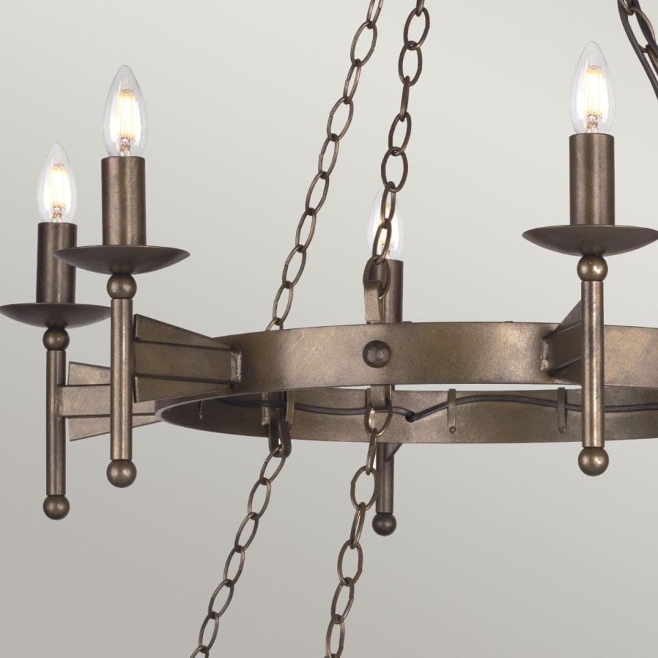 Cromwell 18-lt chandelier old bronze 130 cm