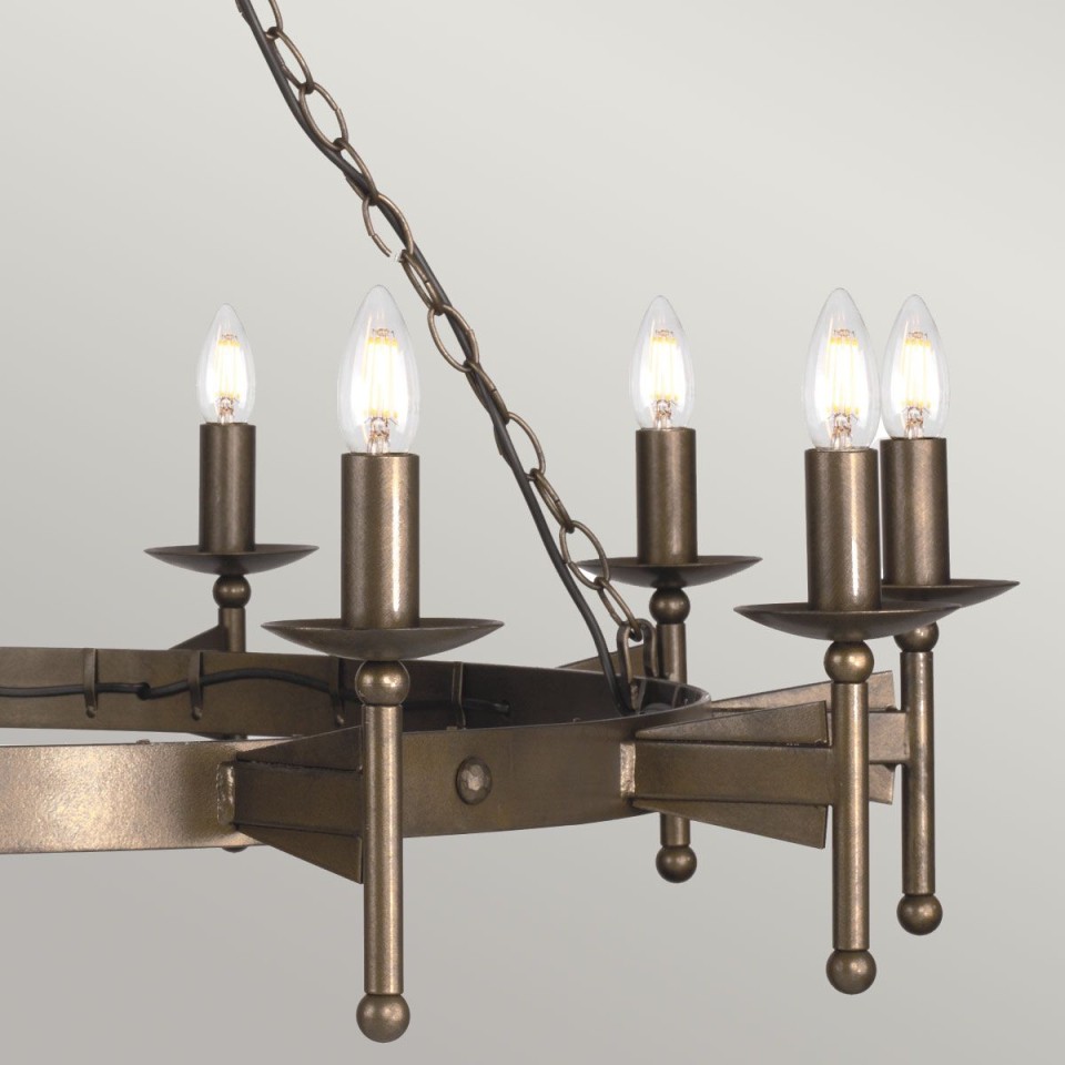 Cromwell 18-lt chandelier old bronze 130 cm