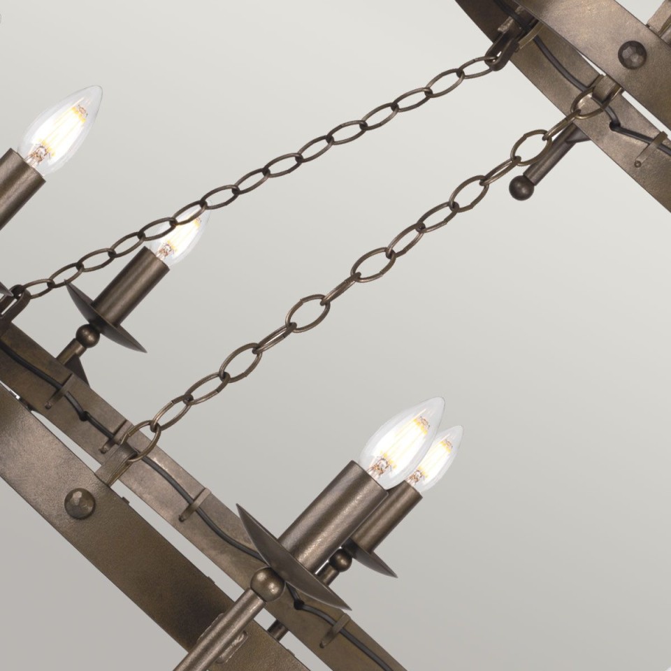 Cromwell 18-lt chandelier old bronze 130 cm