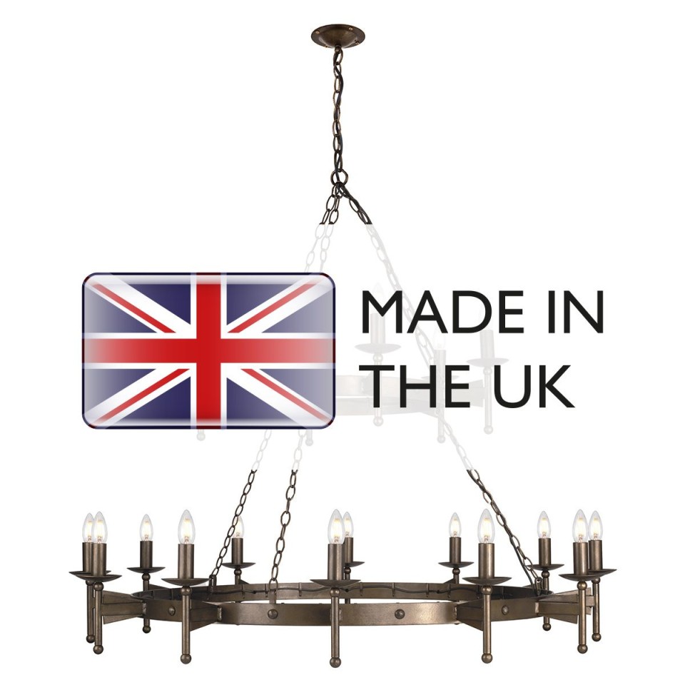 Cromwell 18-lt chandelier old bronze 130 cm