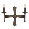 Cromwell 2-ljus vägglampa brons 37 cm