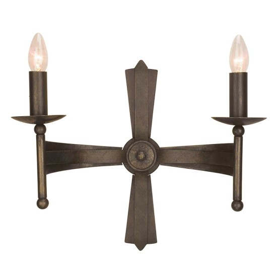 Cromwell 2-ljus vägglampa brons 37 cm