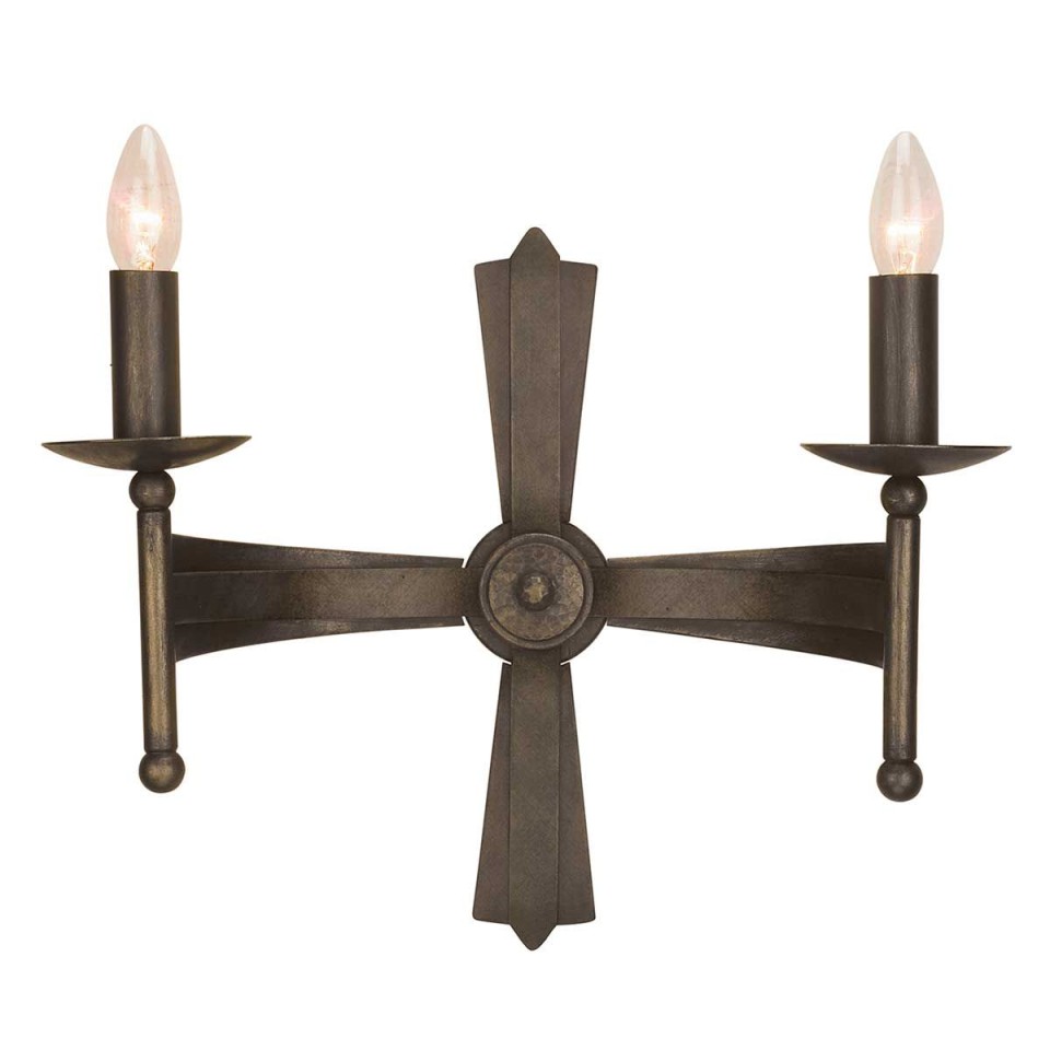 Cromwell 2-lt wall light old bronze 37 cm