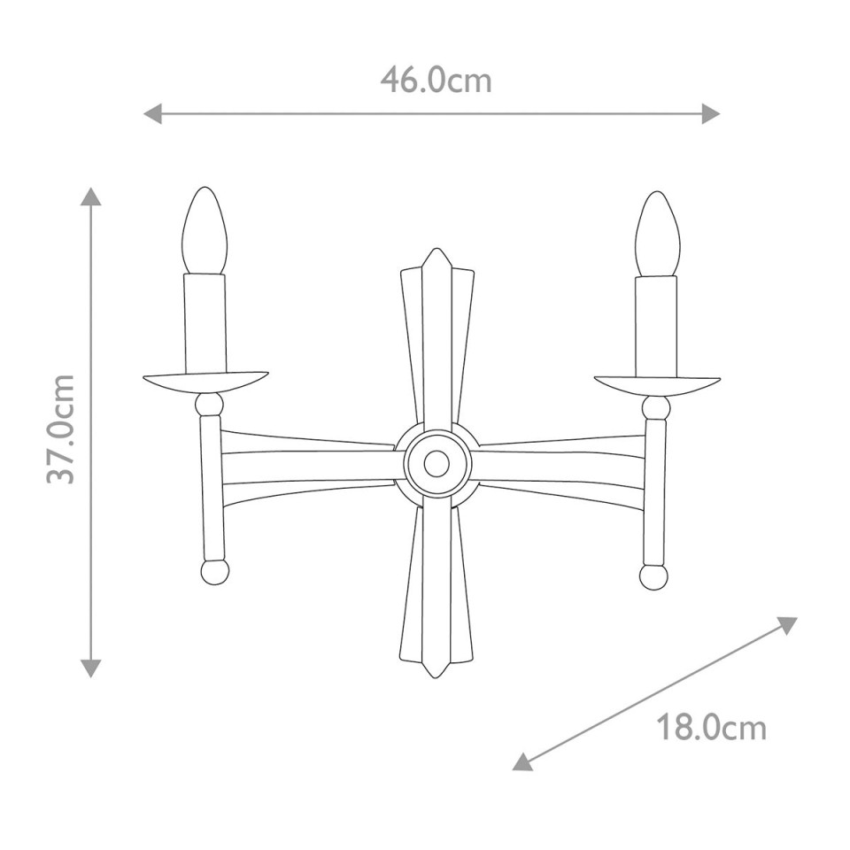 Cromwell 2-lt wall light old bronze 37 cm