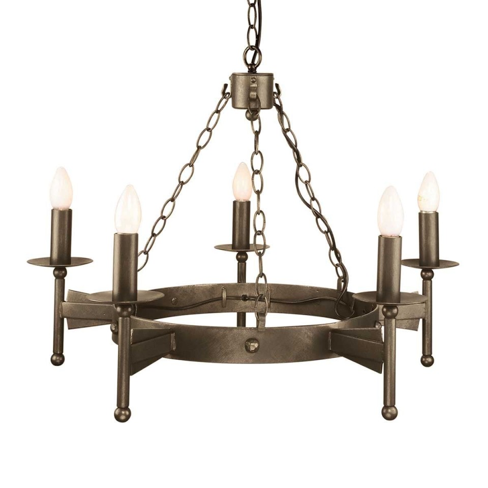 Cromwell 5-lt chandelier old bronze 67 cm