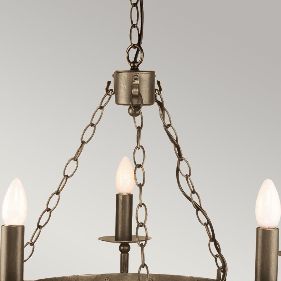 Cromwell 5-lt chandelier old bronze 67 cm