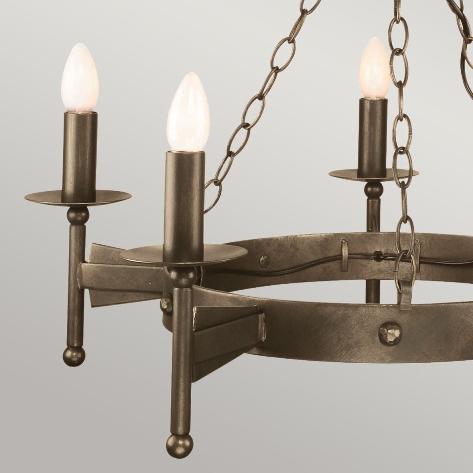 Cromwell 5-lt chandelier old bronze 67 cm