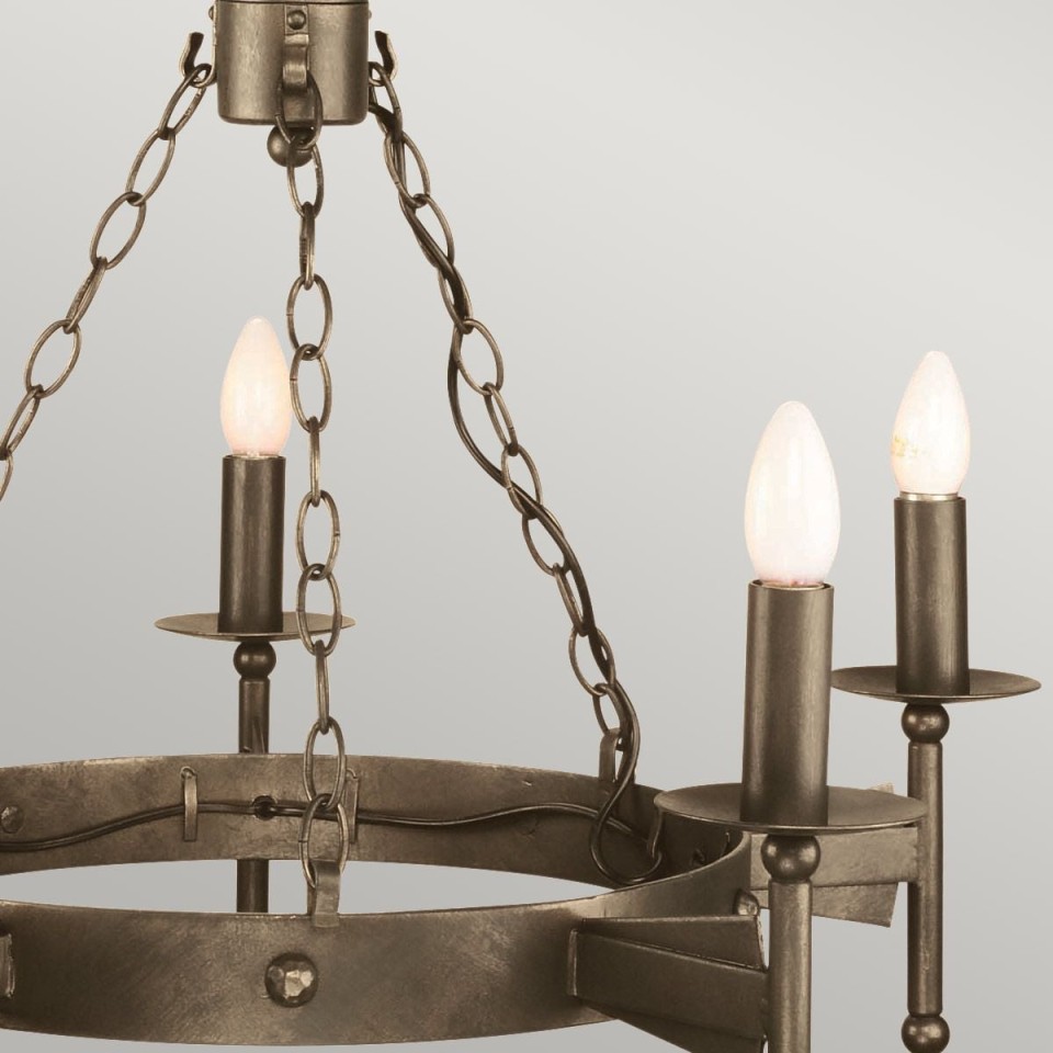Cromwell 5-lt chandelier old bronze 67 cm