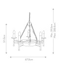 Cromwell 5-lt chandelier old bronze 67 cm