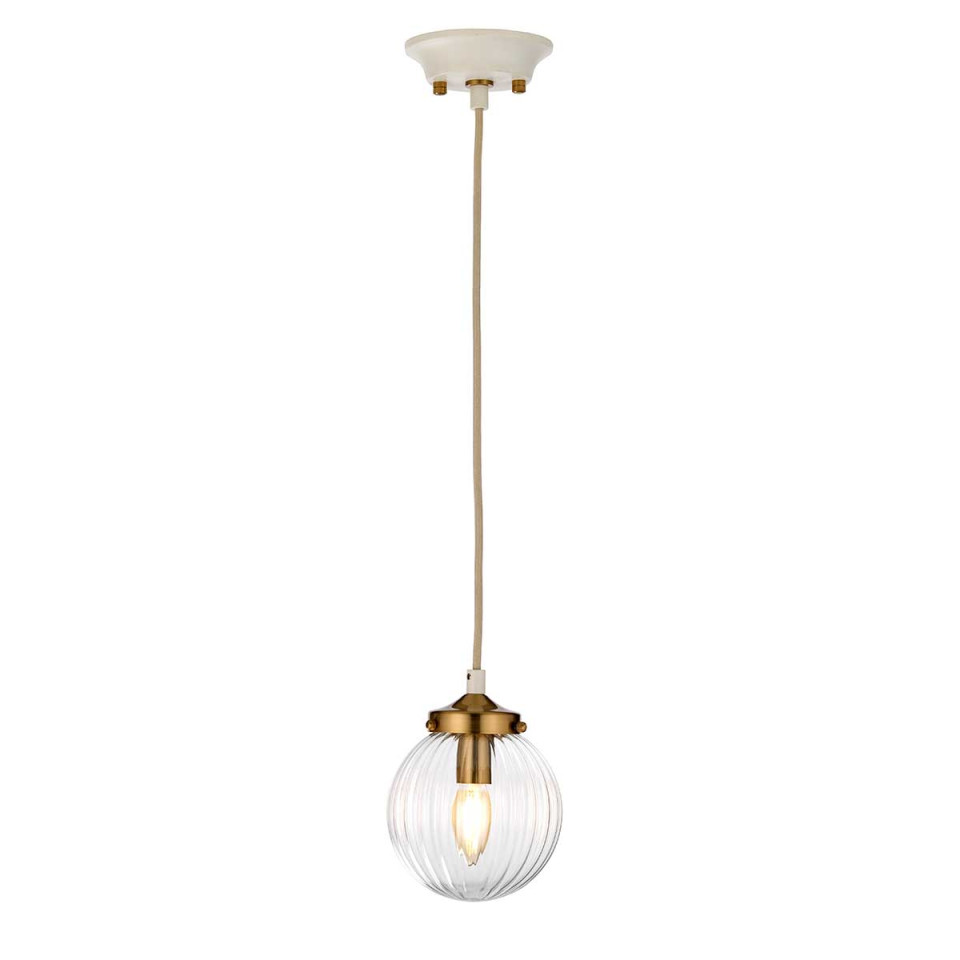 Cosmos 1-Lt Ceiling Light Cream/Brass/Clear 15cm Elstead Lighting Cosmos 1-Lt Ceiling Light Cream/Brass/Clear 15cm