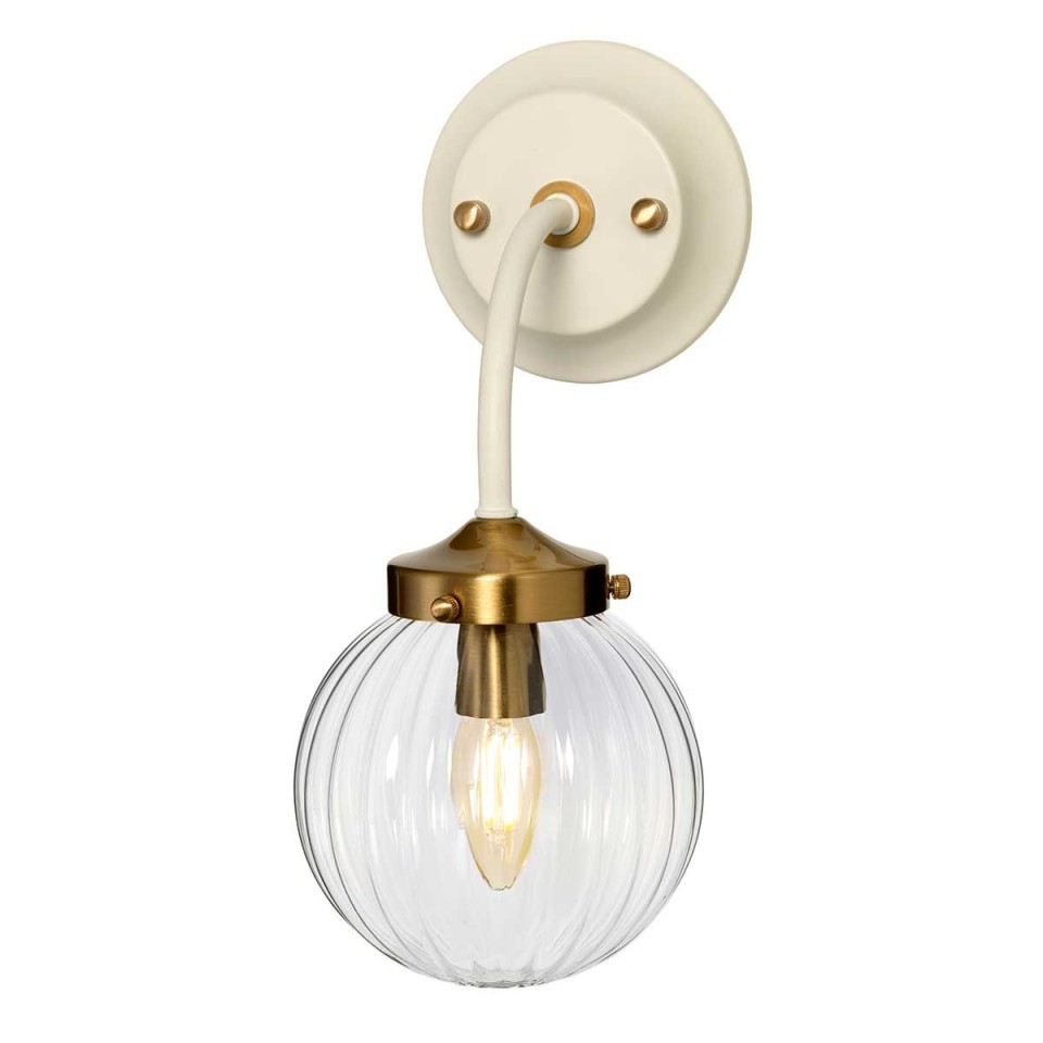 Cosmos 1-Lt vägglampa kräm/mässing/klar 33,7 cm