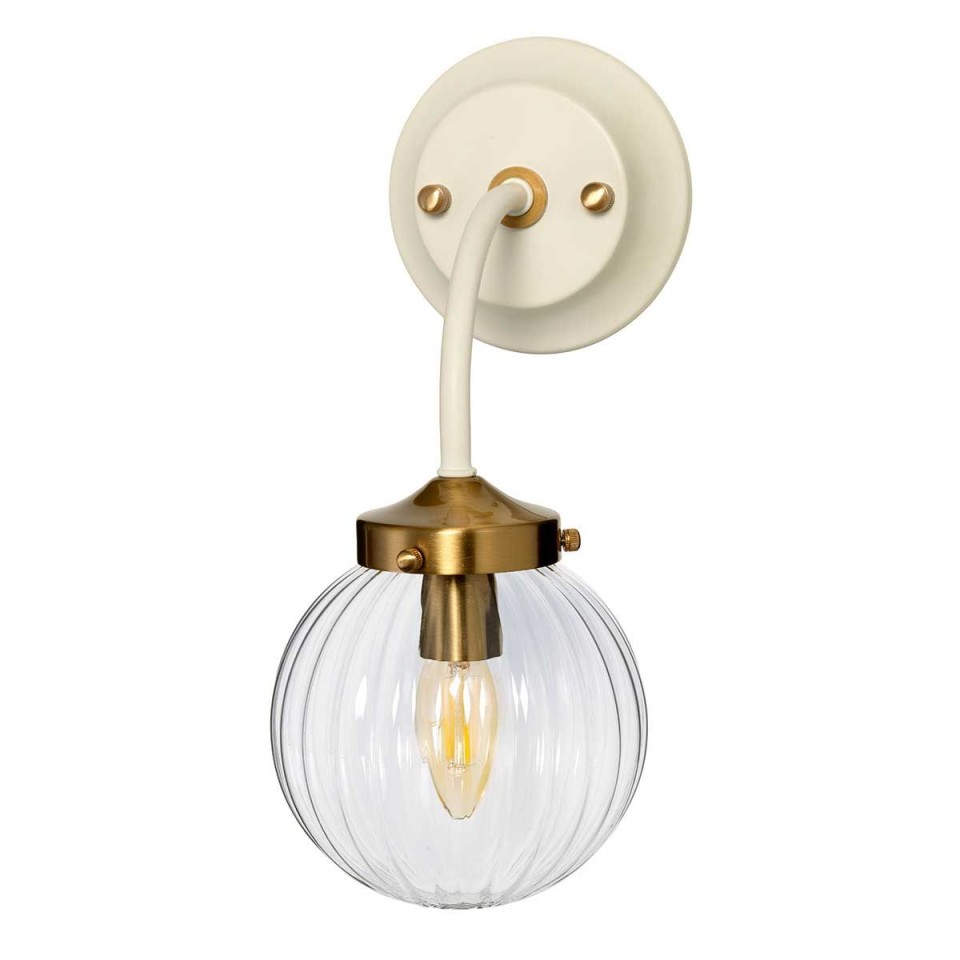 Cosmos 1-Lt vägglampa kräm/mässing/klar 33,7 cm