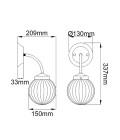 Cosmos 1-Lt vägglampa kräm/mässing/klar 33,7 cm