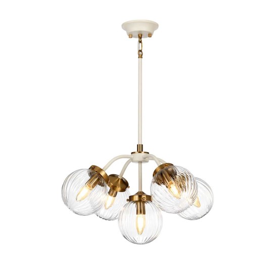Cosmos 5-Lt Chandelier Cream/Brass/Clear 56.7cm