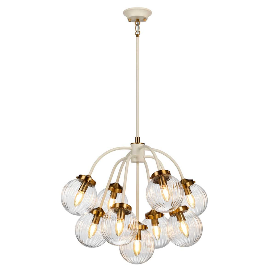 Cosmos 9-Lt Chandelier Cream/Brass/Clear 67.2cm Elstead Lighting Cosmos 9-Lt Chandelier Cream/Brass/Clear 67.2cm