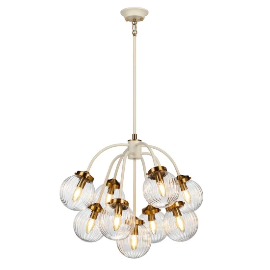 Cosmos 9-Lt Chandelier Cream/Brass/Clear 67.2cm