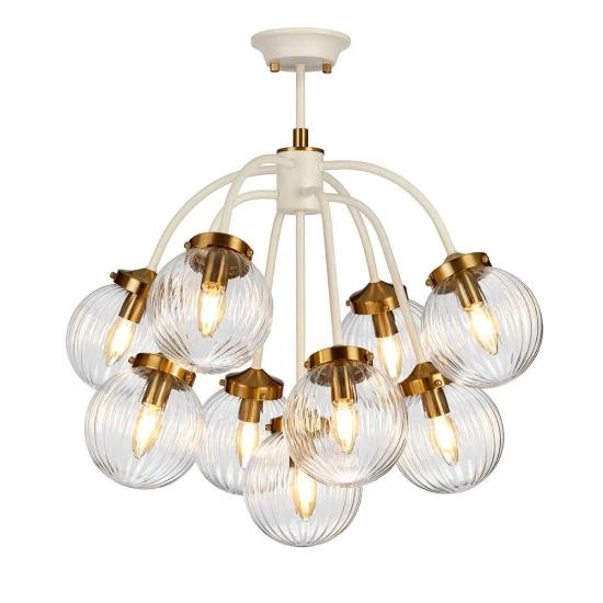 Cosmos 9-Lt Chandelier Cream/Brass/Clear 67.2cm