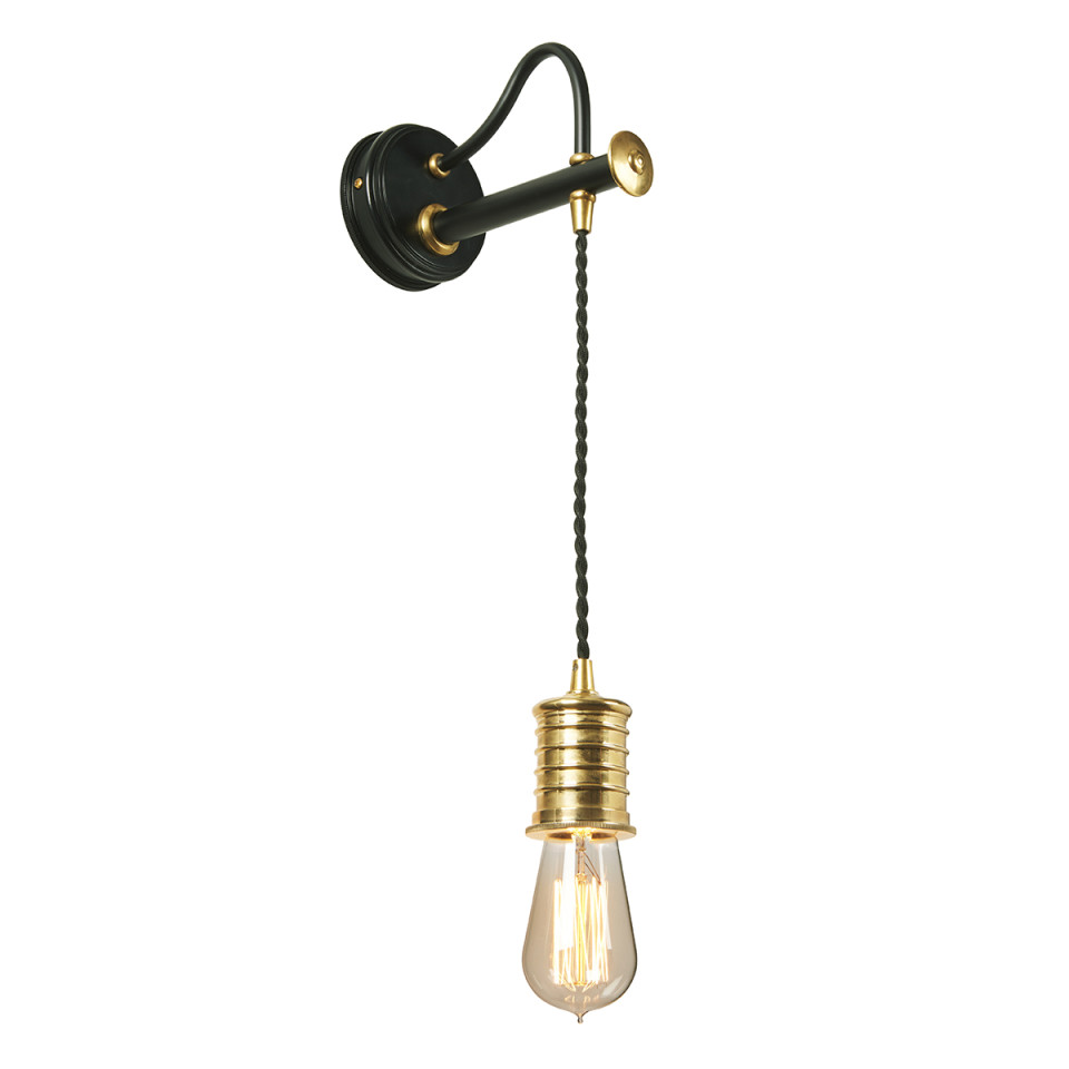 Douille 1-lt vägglampa svart/polerad mässing 32,4cm-122,4cm Elstead Lighting Douille 1-lt vägglampa svart/polerad mässing 32,4cm-122,4cm