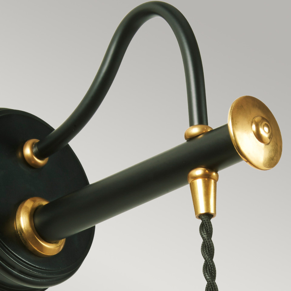 Douille 1-lt vägglampa svart/polerad mässing 32,4cm-122,4cm Elstead Lighting Douille 1-lt vägglampa svart/polerad mässing 32,4cm-122,4cm