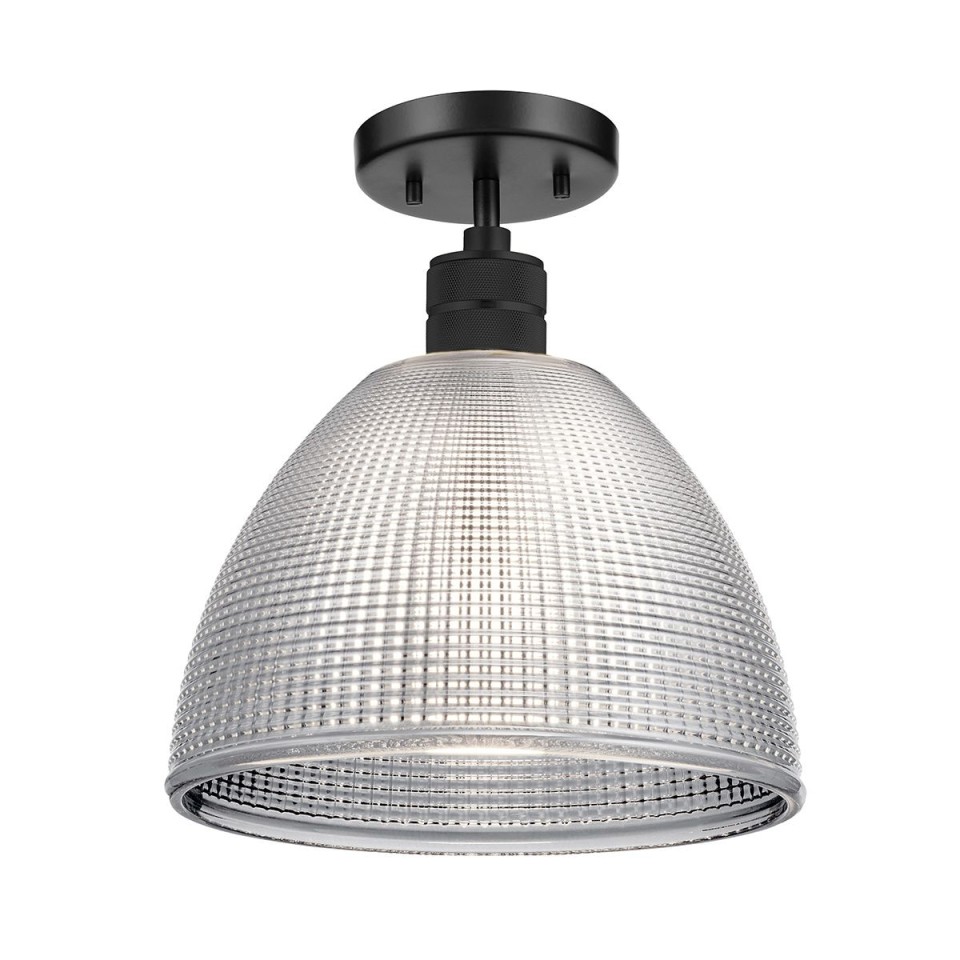 Hampstead 1-ljus taklampa svart/rökglas 25,4 cm
