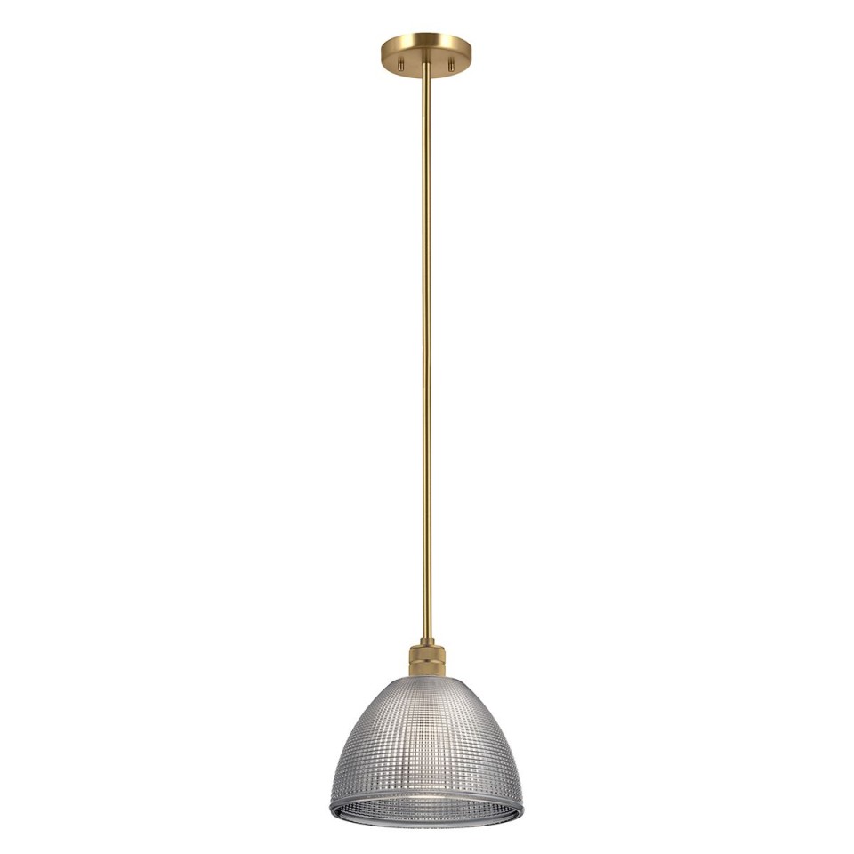 Hampstead 1-ljus taklampa i mässing/rökglas 25,4 cm