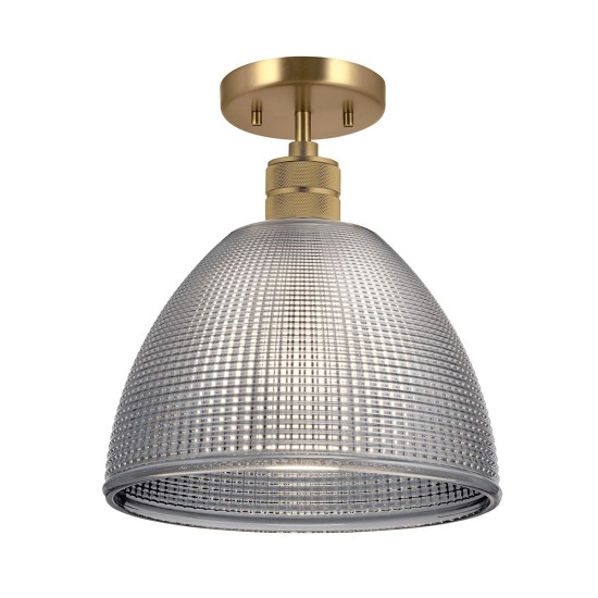 Hampstead 1-ljus taklampa i mässing/rökglas 25,4 cm