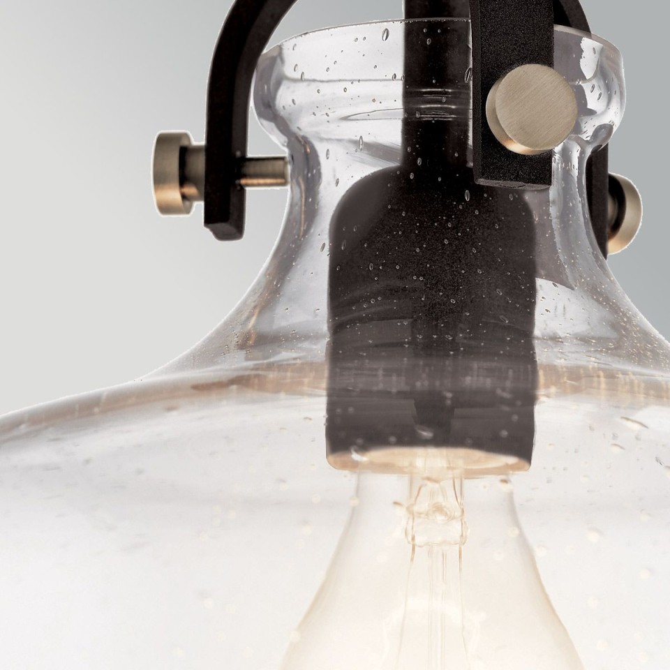 Hampton 1-ljus taklampa grafitgrå/klart glas 33 cm