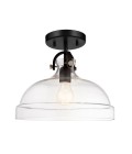 Hampton 1-ljus taklampa grafitgrå/klart glas 33 cm
